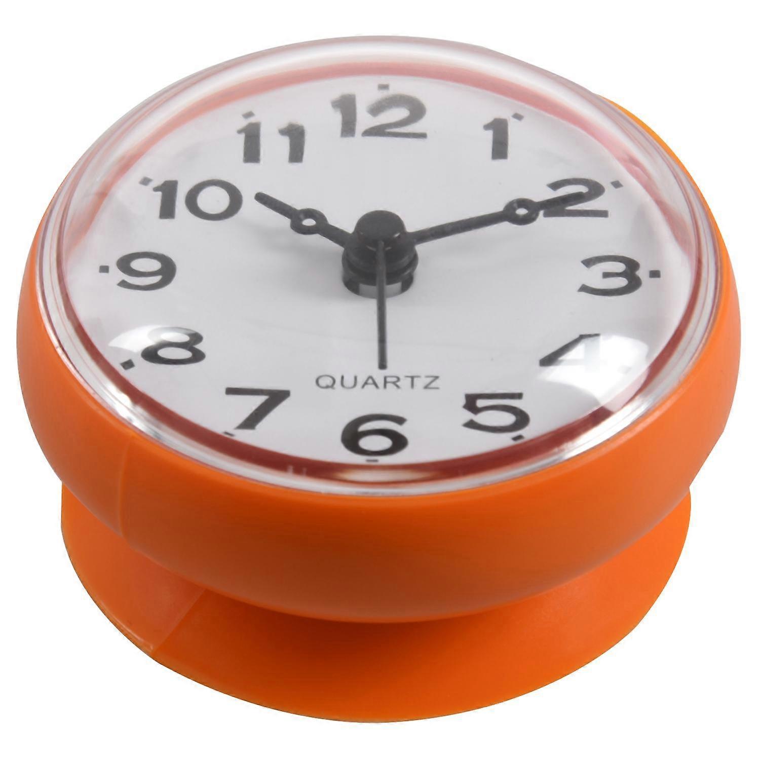 7cm Waterproof Kitchen Bathroom Shower Clock Suction Cup Wall Orange
