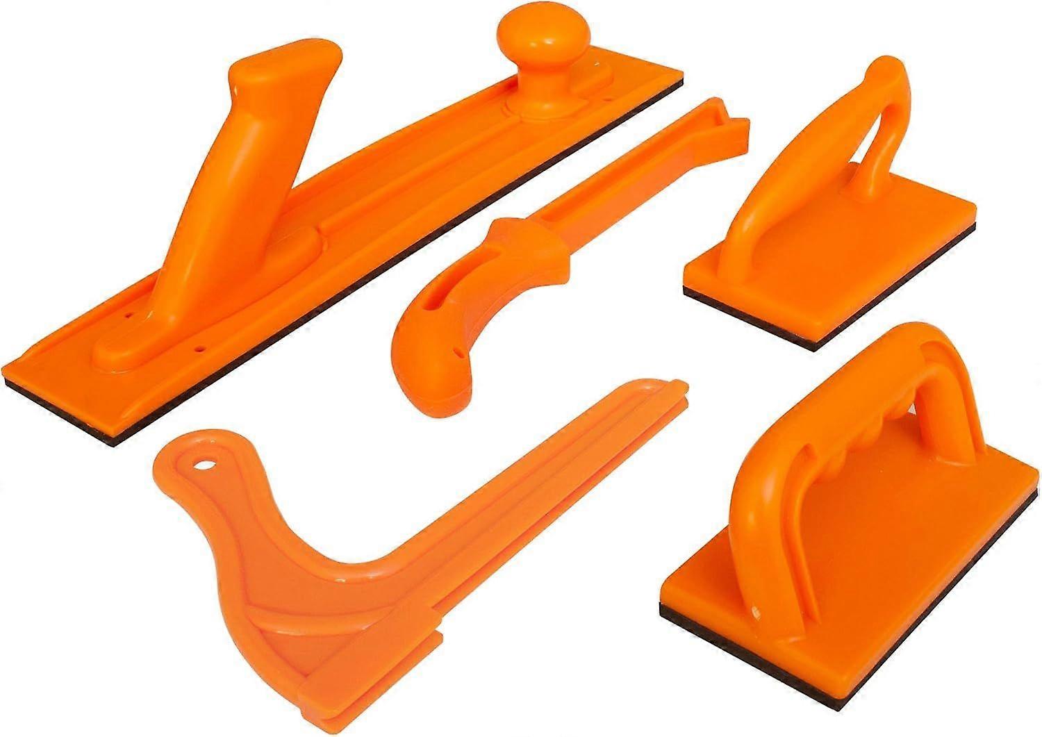 Push Block and Push Stick Package 5 Piece Set In Safety Orange Color, Ideal for Woodworkers and Use On Table Saws, Router Tables, Jointers and Band Sa