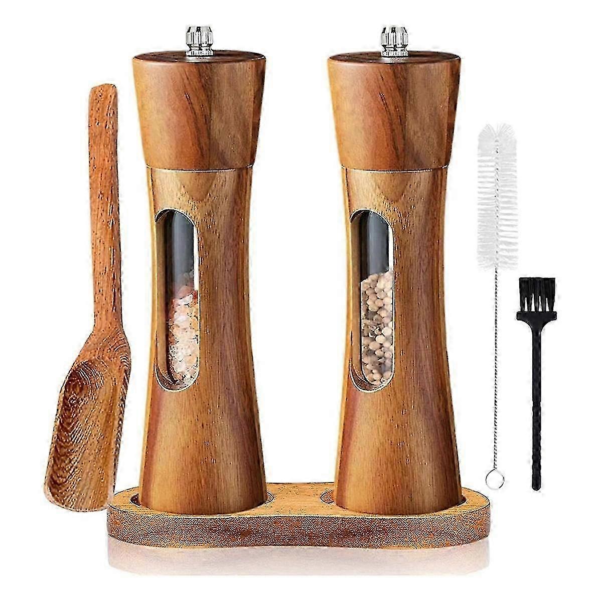 Pepper Mill Wood Salt and Pepper Mill Manual Salt Mill Spice Mill with Adjustable Ceramic Grinder f