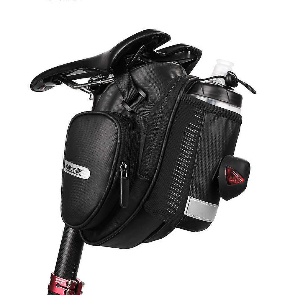 Cycling Seat Post Bottle Holder Saddle Bag for MTB and Road Bikes, Adjustable Size, Durable Material, Black Color