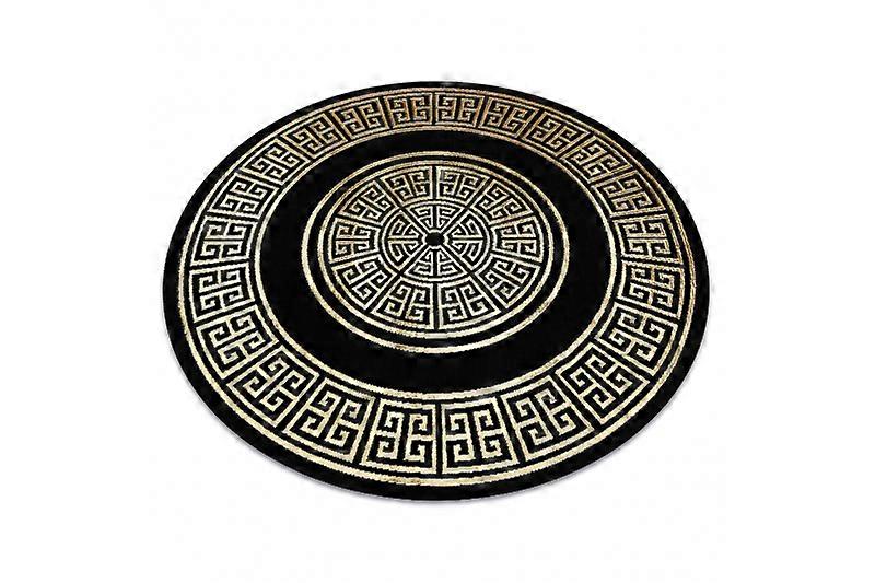 Carpet ALLURE 1968 circle Greek key, frame - Structural, stylish, glamour black / gold