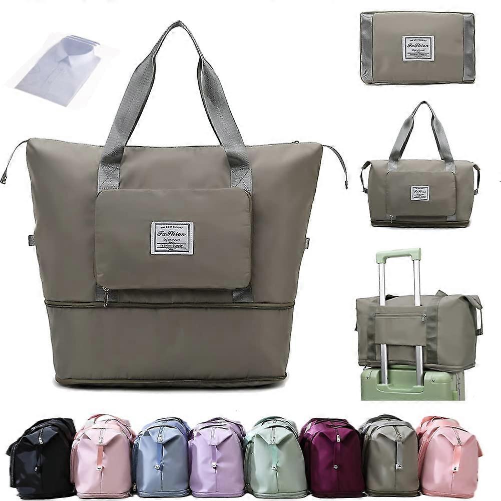 Folding Travel Bag,Expansion Travel Duffel Bag with Dry and Wet Separation Travel Duffel Bag
