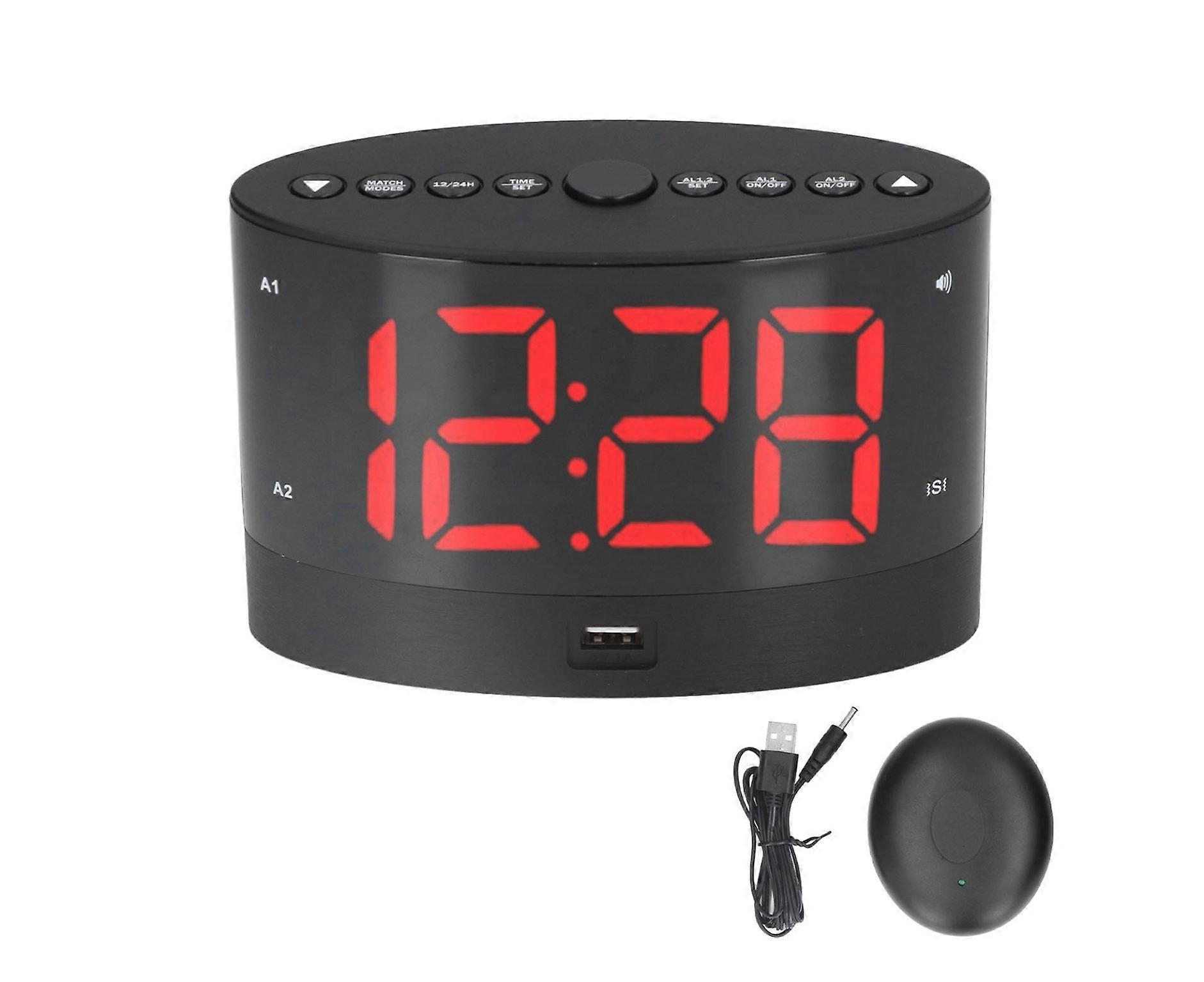 USB Charging Digital Alarm Clock with LED Display, 3 Vibration Modes, Snooze Function & Adjustable Brightness
