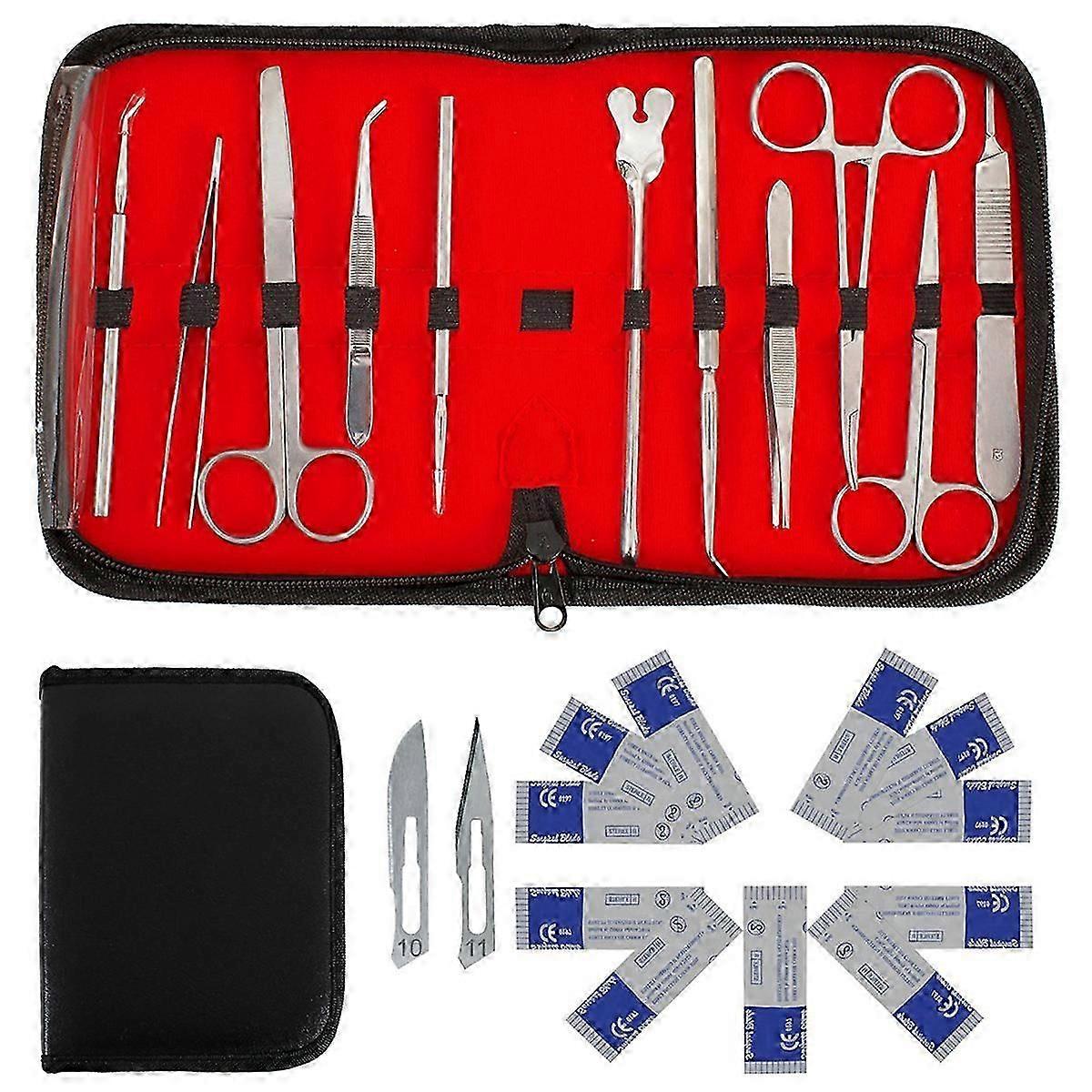 22 Pcs Chirurgie mineure Ensemble Instruments chirurgicaux Kit Acier inoxydable Dissection Ciseaux Pince à épiler