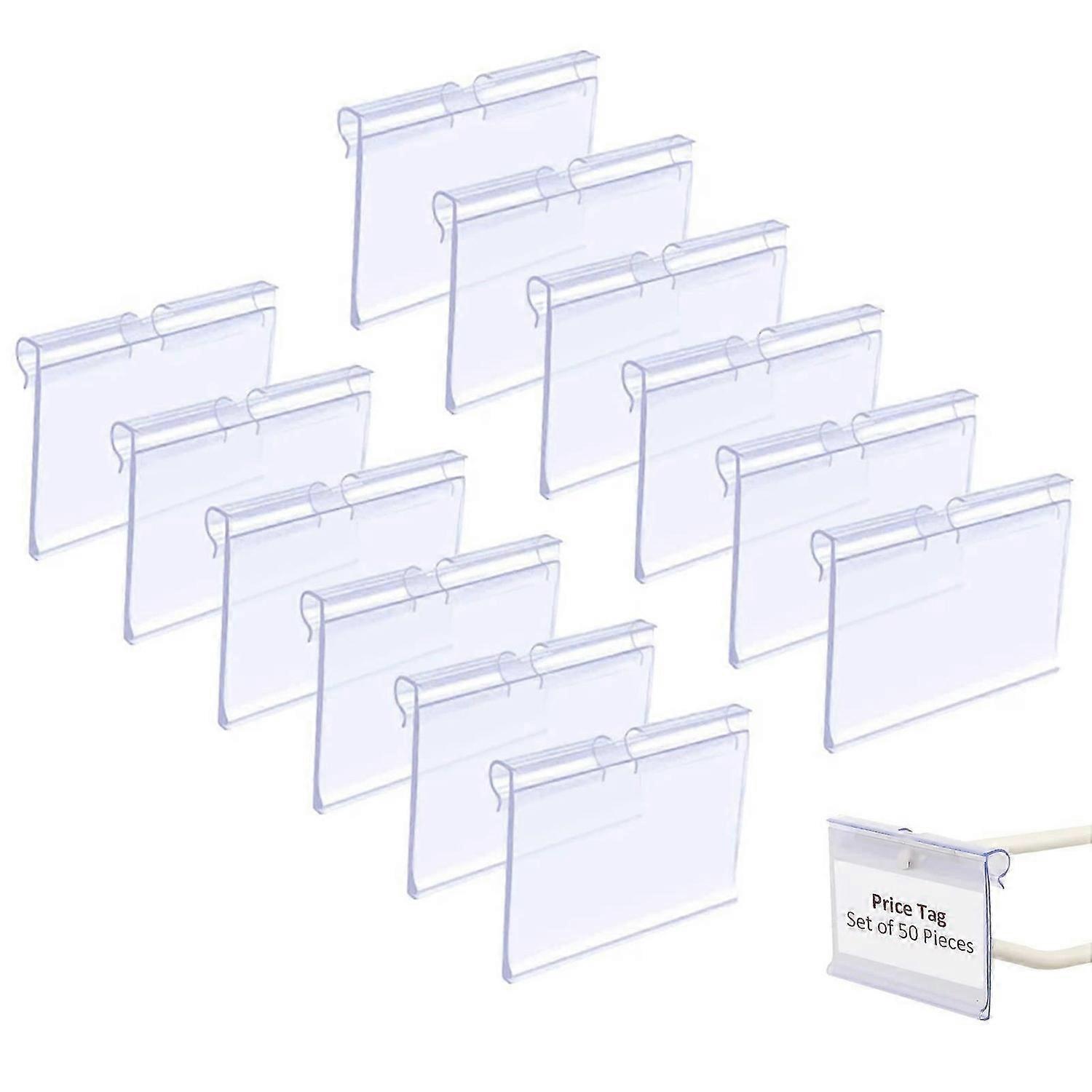 Plastic Label Holders, 50 Pcs 60x42mm Clear PVC Shelf Label Holders, Price Labels for Supermarket Sh