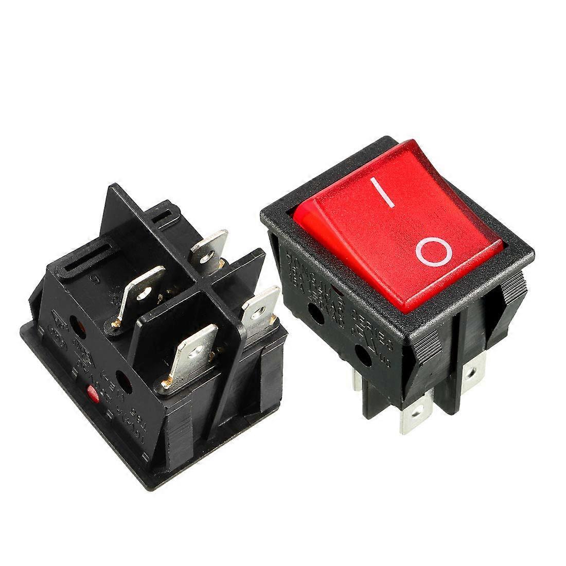 5Pcs DPST 4Pin 2 Position On/Off LED Rocker Switches 16A/125V 16A/250V Red for Boat and RV Applications