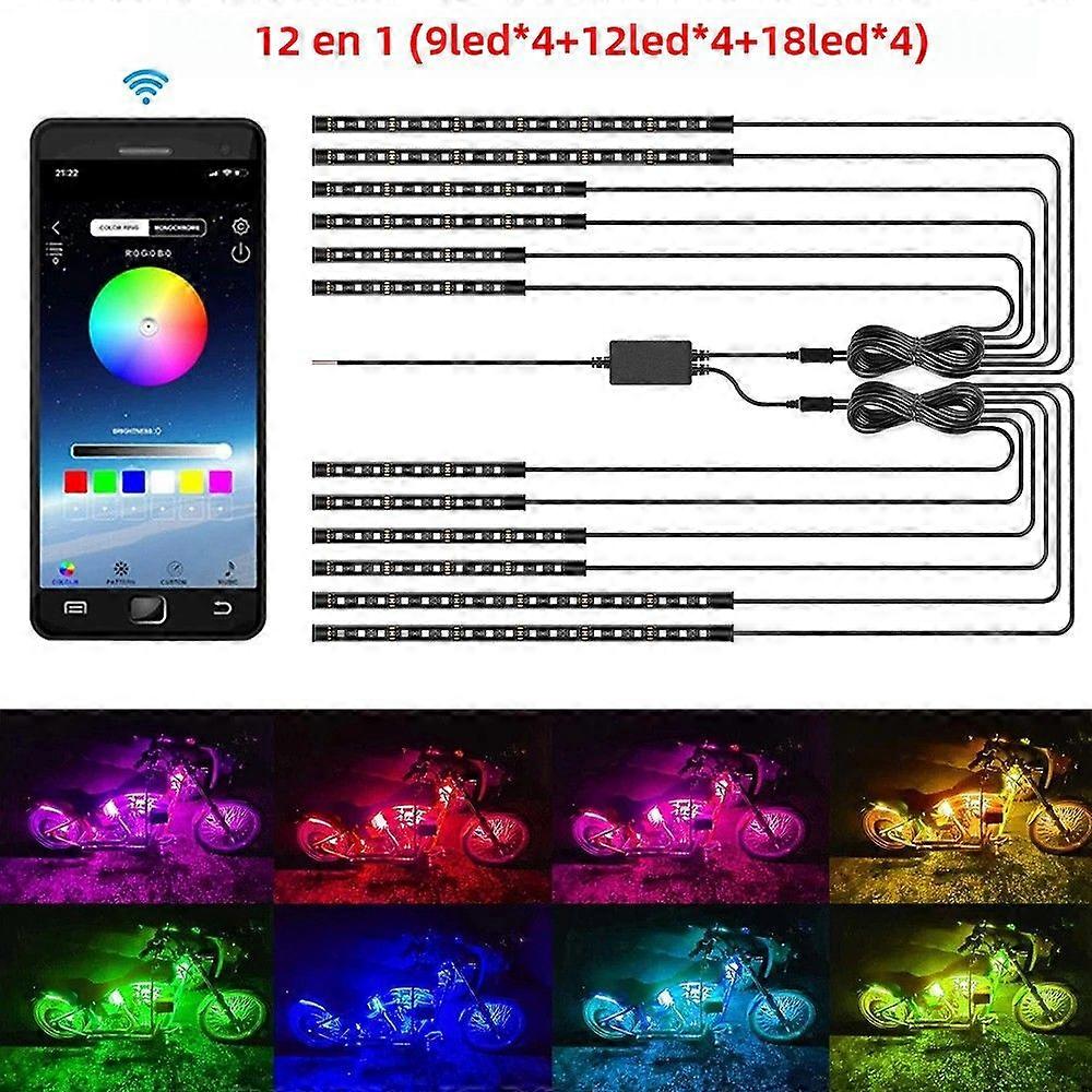 Flexible and Waterproof RGB LED Ambient Light Kit for Car and Motorcycle Decoration with APP and Music Control 12V