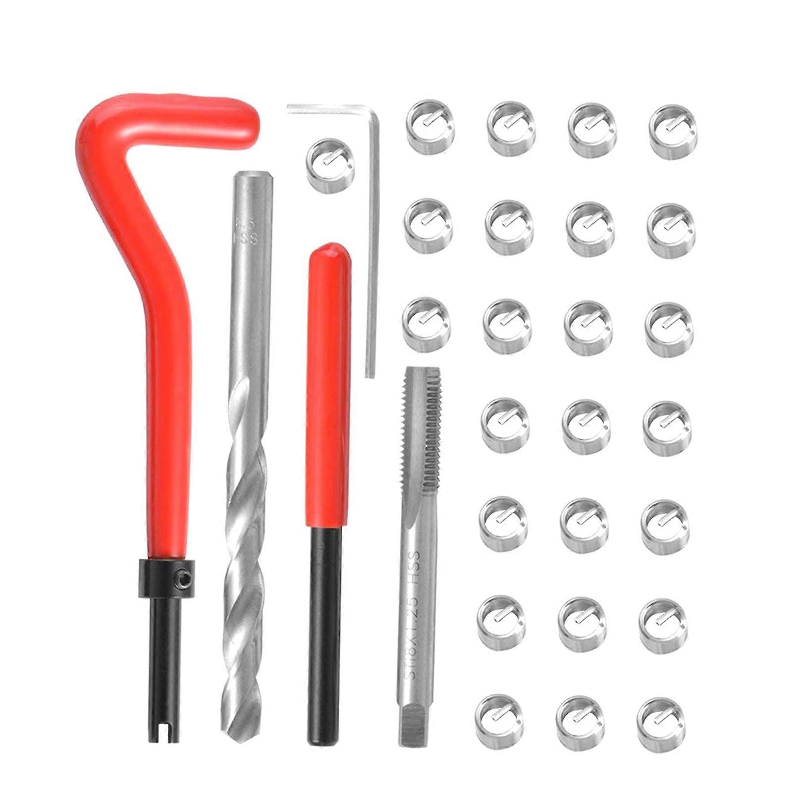 30Pcs Metric Thread Repair Insert Kit M5 M6 M8 M10 M12 M14 Helicoil Car Pro Coil Tool M8 * 1.25