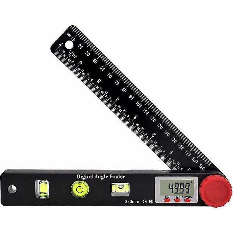 Digital Angle Ruler Protractor Ruler Bubble Level Digital Goniometer 230mm 360 Angle Gauges with Horizontal Vertical Circle Level Bubble, LCD Display,