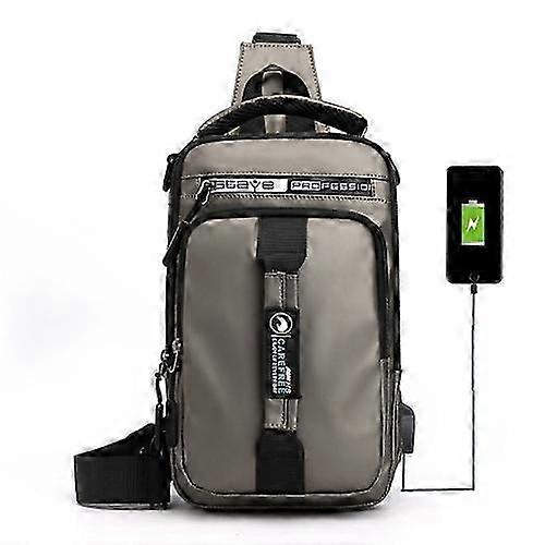 Haoshuai 1100-1 Men Bag Multifunctional Single / Double Shoulder Backpack With External Usb Charging Port  Khaki