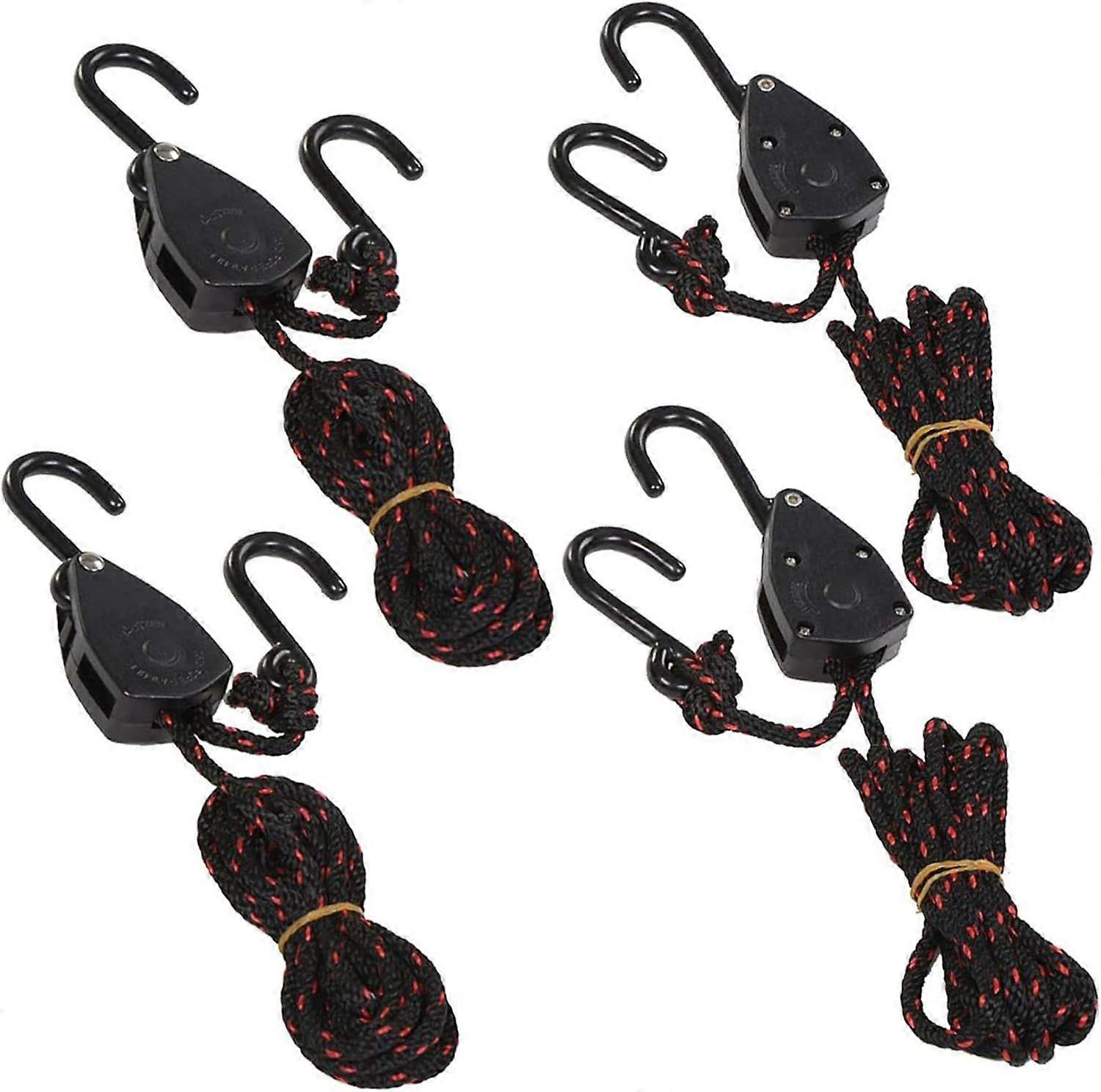 4PCS 1/8" 6Ft Adjustable Heavy Duty Rope Hanger Ratchet Kayak and Canoe Bow and Stern Tie Downs Straps