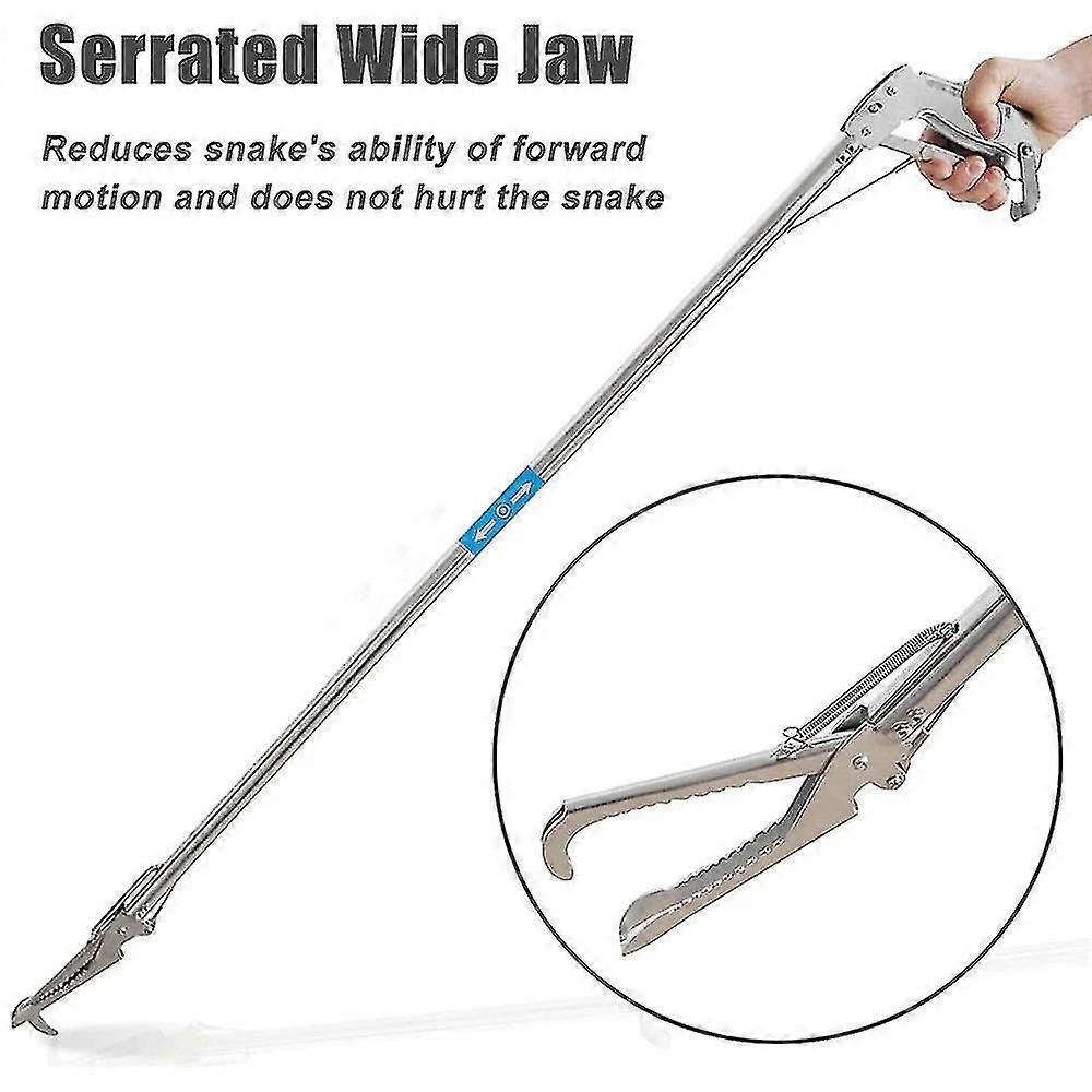 1.2m Foldable Snake Tongs Stick Reptile Catcher Grabber Folding Wide Jaw Snake Pliers Stainless Steel Snake Control Tool