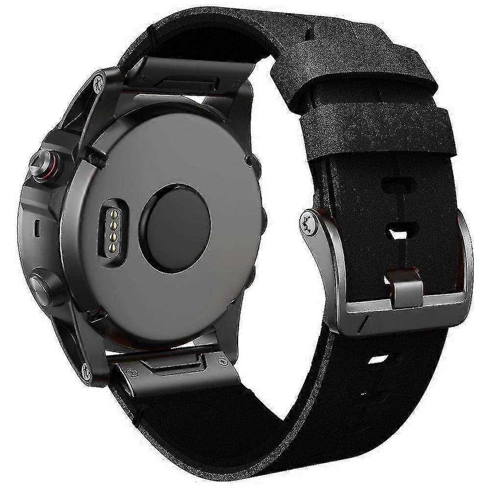 För Garmin Fenix 7 justerbart handledsband äkta läderbyte smartwatch-rem