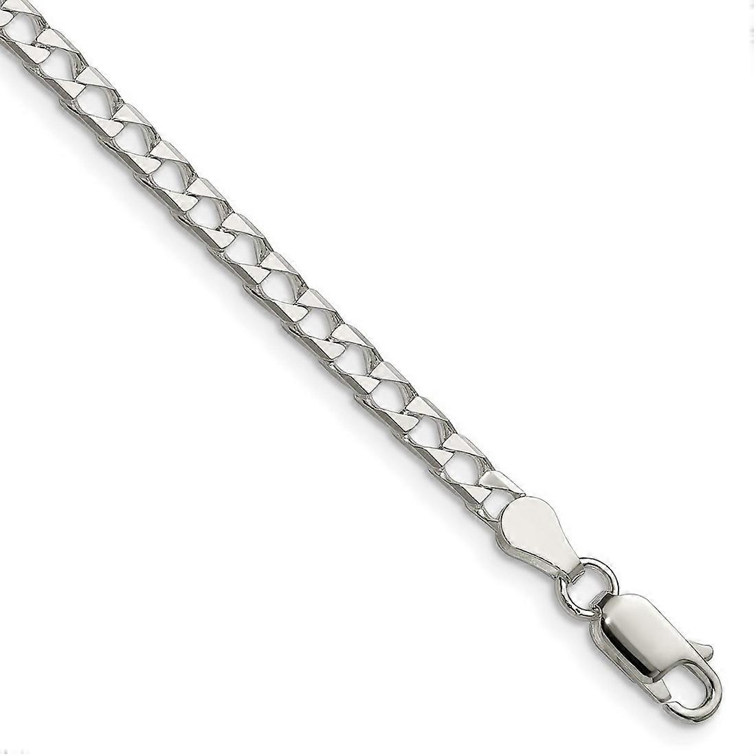 925スターリングシルバー3.25mmスパークルカットスクエア縁石チェーンブレスレットリンクブレスレット女性と男性用-長さ:7〜9