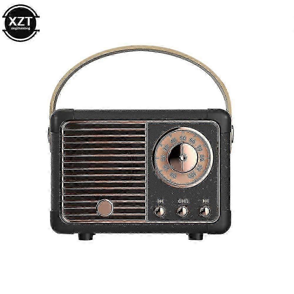 Retro Portable Bluetooth Speaker with USB Interface Vintage FM Radio Music Player
