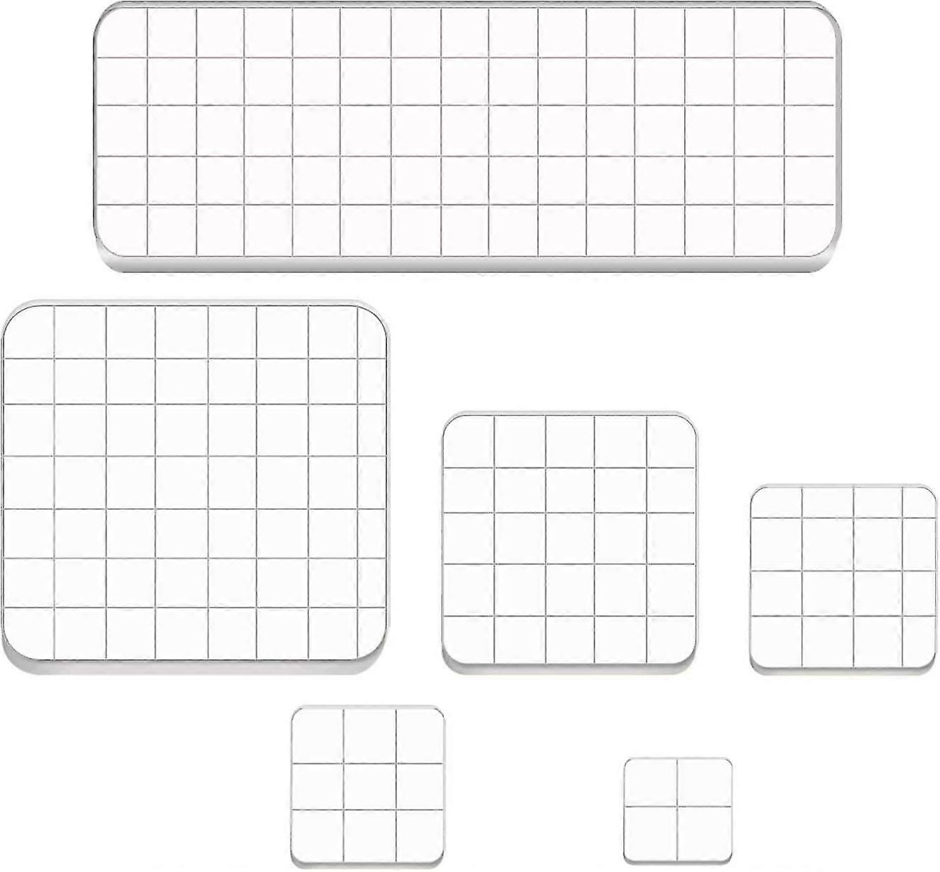 6 Piece Stamp Blocks Acrylic Clear Stamp Block Tool With Grid Lines For Scrapbook Crafts