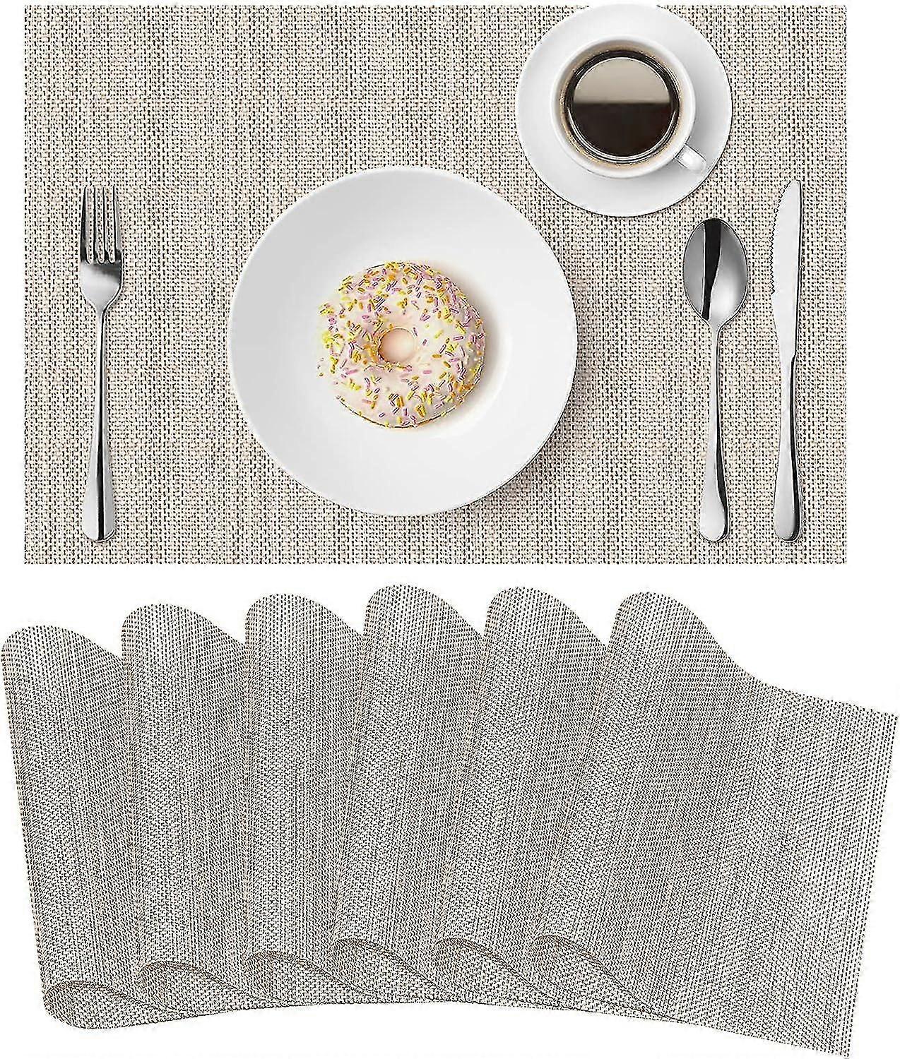 Lot De 6 Sets De Table Beiges, Faciles  Nettoyer, Lavables, Lavables, Pour Table De Cuisine, Dcorations De Printemps Et D't.