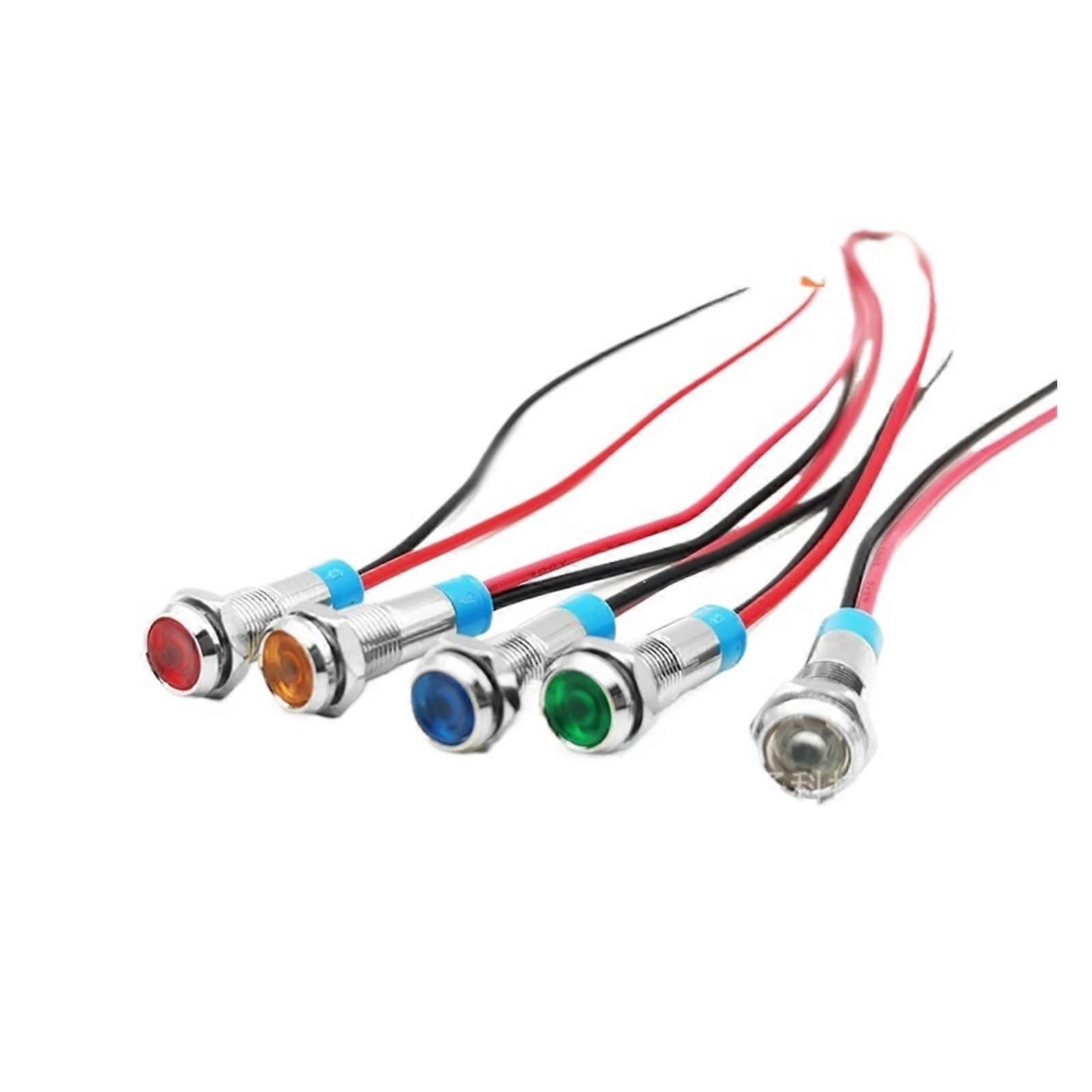 Power Signal Light 06mm Metal Indicator Light 6V12V24V Machine Equipment Work Indicator Light red, Blue, Green and White(06 Indicator Light red Light)