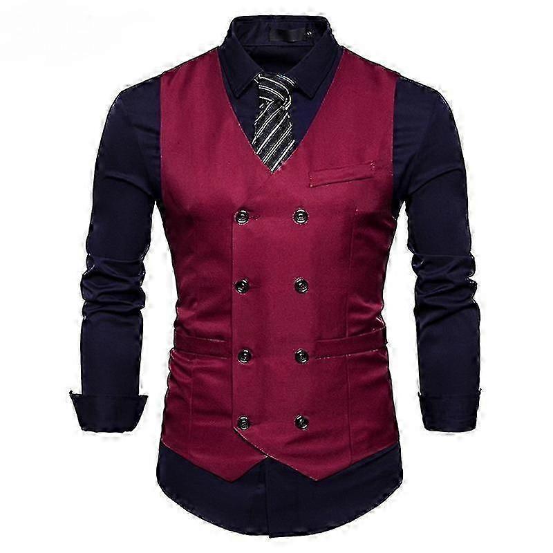 Erkek Kruvaze V Yaka Slim Fit Resmi Düğün Yelekleri İçin Takım Elbise Yelek