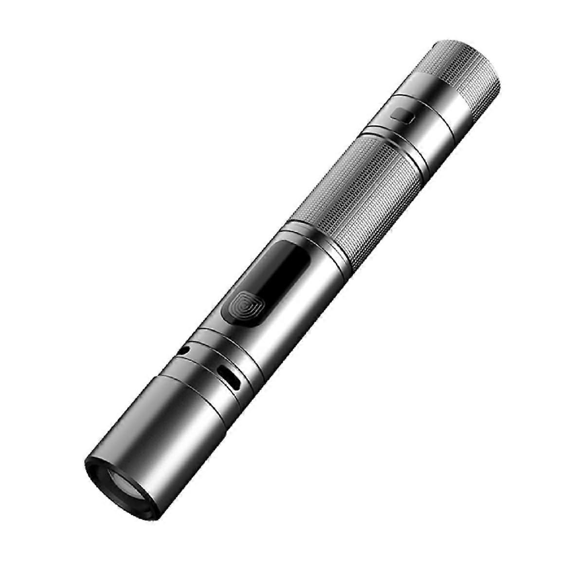 Portable 3 In 1 LED Flashlight With Arc Lighter And Alarm, Rechargeable Self-Defense Flashlight, Black