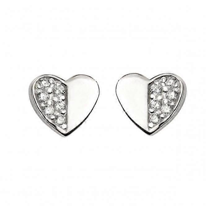 Beginnings Sterling Silver E5412C Cz Pve Double Heart Earrings
