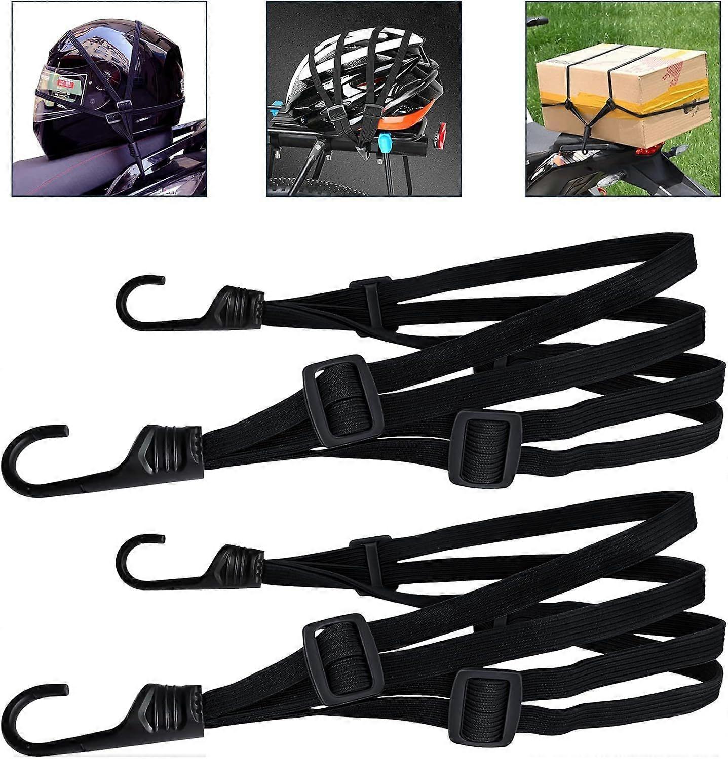 Pieces 60 cm Elastic Bungee Cords with Hooks, Bicycle Bungee Cord, Motorcycle Elastic Strap, Luggage Strap, Helmet Strap, Black Elastic Bungee Cords,