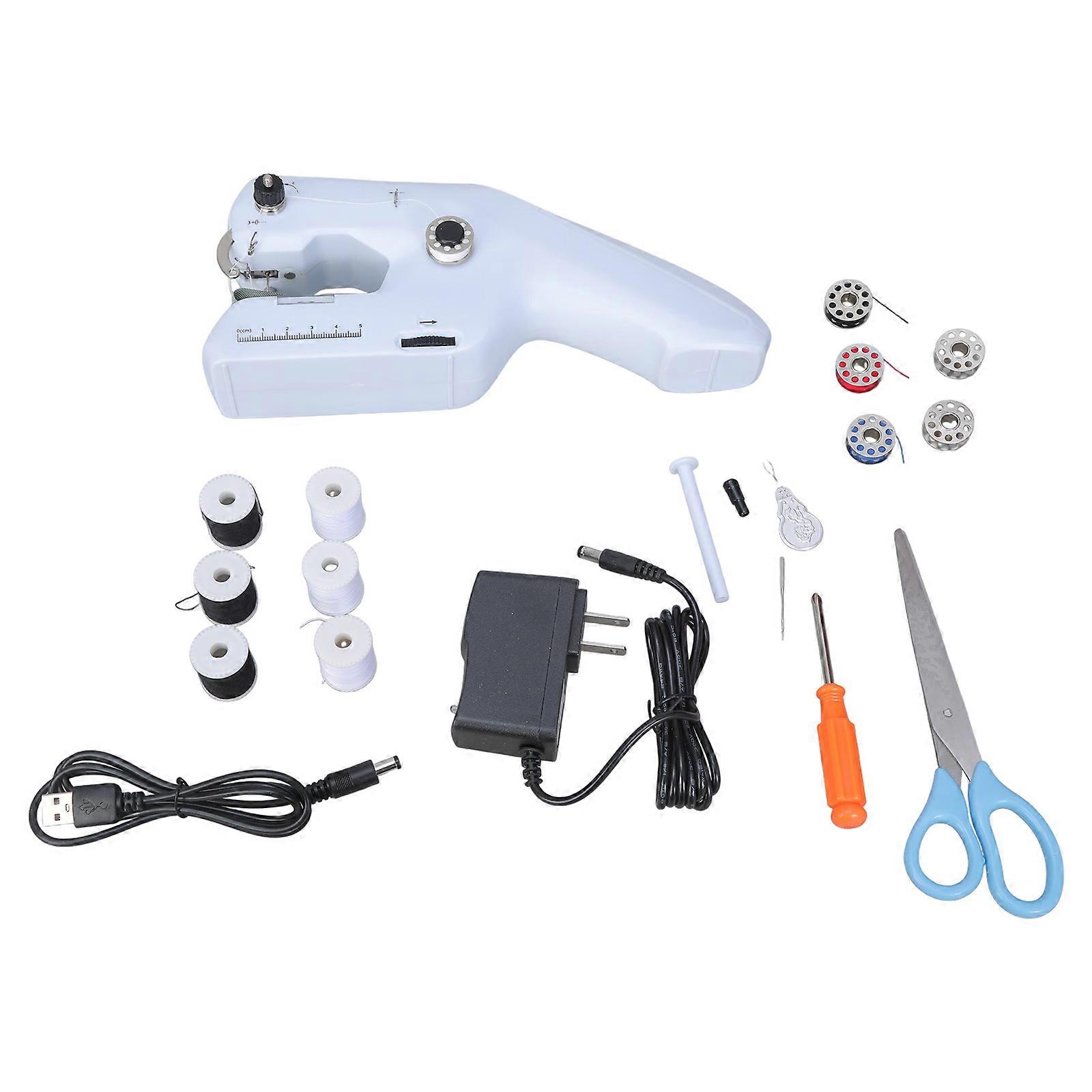 Electric Sewing Machine Handheld Sewing Machine Mending Machine Small Double Thread Sewing Machine for Homemakers  White
