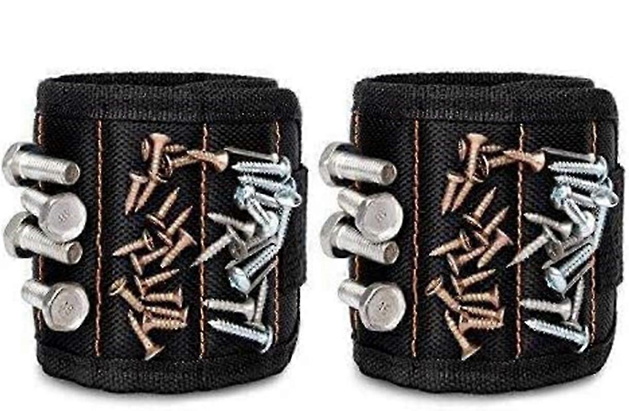 Set of 2 Magnetic Wristbands for Holding Screws, Nails, Drill Bits and Small Gadgets, 15 Compartment Design, Ideal for Use with Various Tool