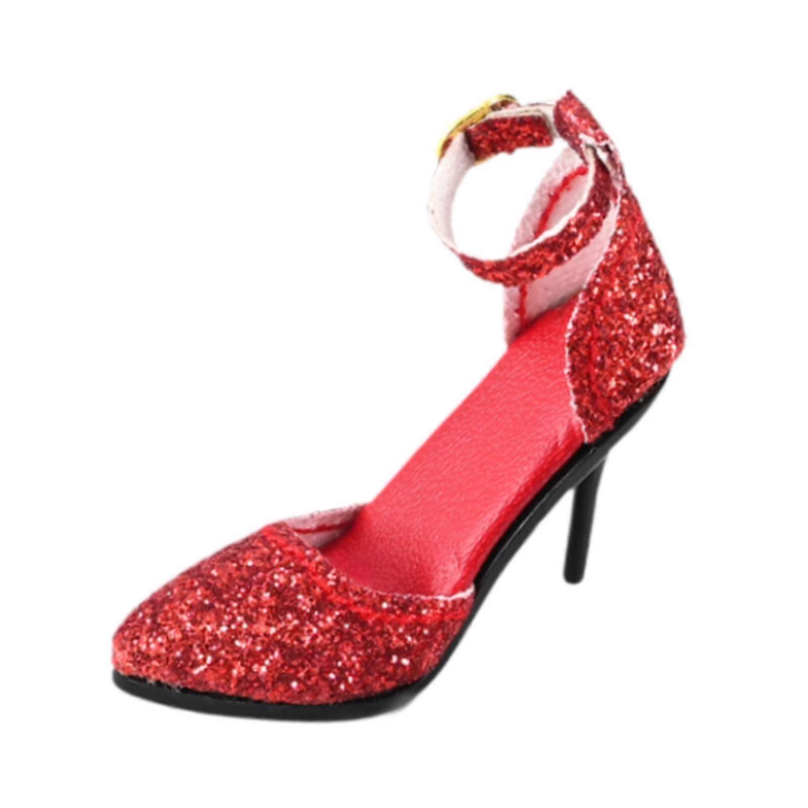 1/6 Scale High Heeled Sandals Suitable for 12 Inch Doll Figures, Elegant Red High Heels for Model Display