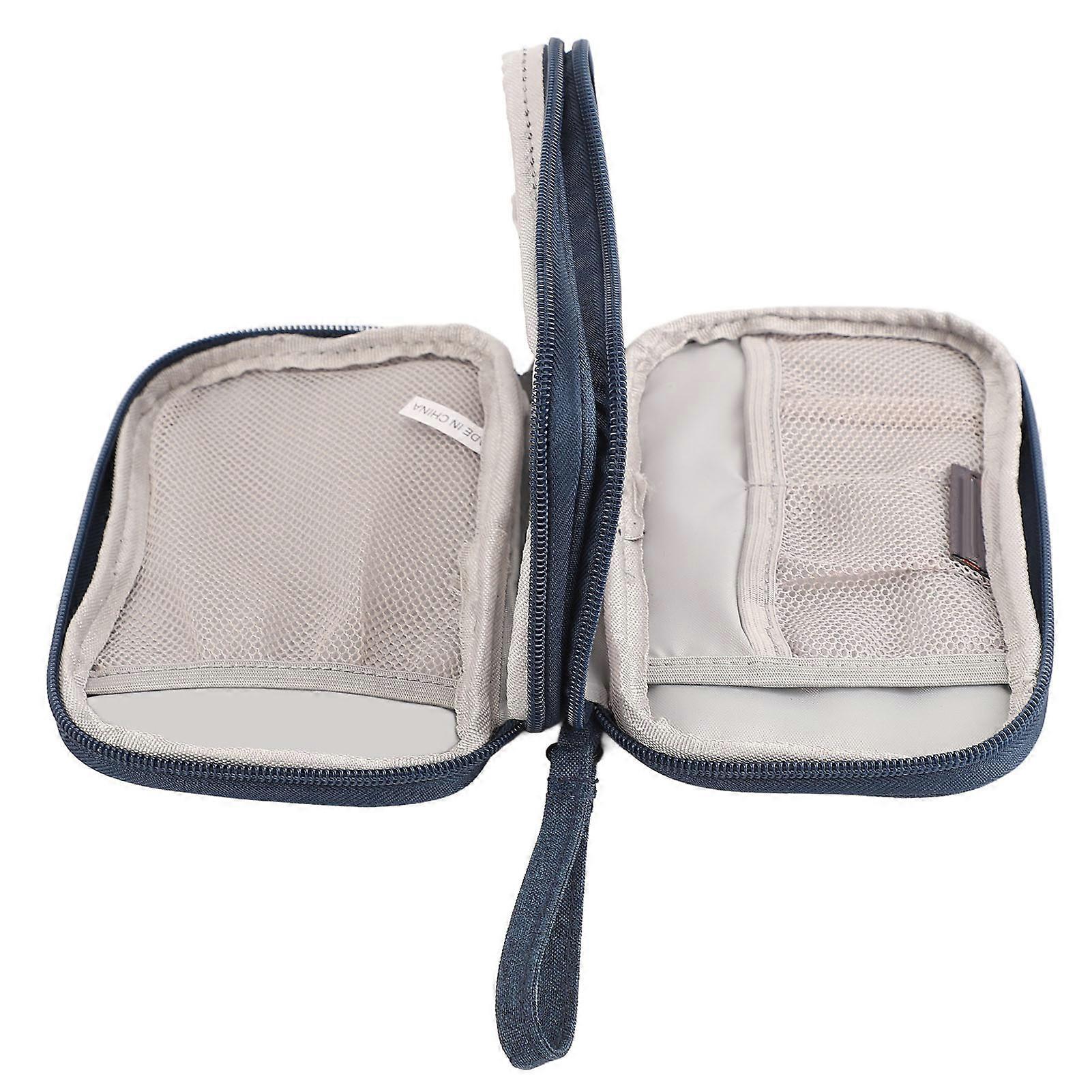 Dark Blue Portable Electronic Organizer 20x12x4cm Double Layer