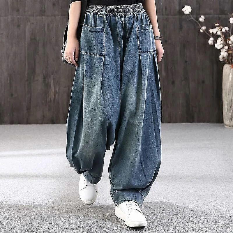 Loose Plus Size Haren Jeans for Women Elastic Waist Versatile Casual Carrot Pants Lantern Pants Trendy Style Spring and Autumn