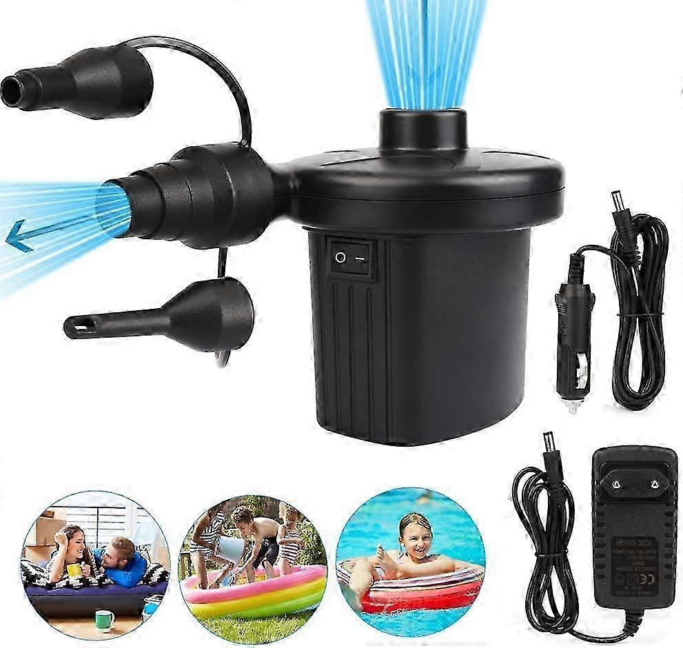 Electric Air Pump for Inflatable Mattress with 3 Nozzles - Fast Inflation & Deflation