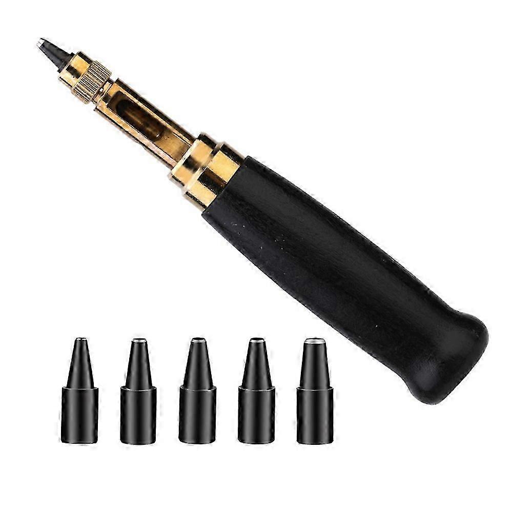 Adjustable Belt Hole Puncher Tool for Leather Craft with Interchangeable Tips, Black