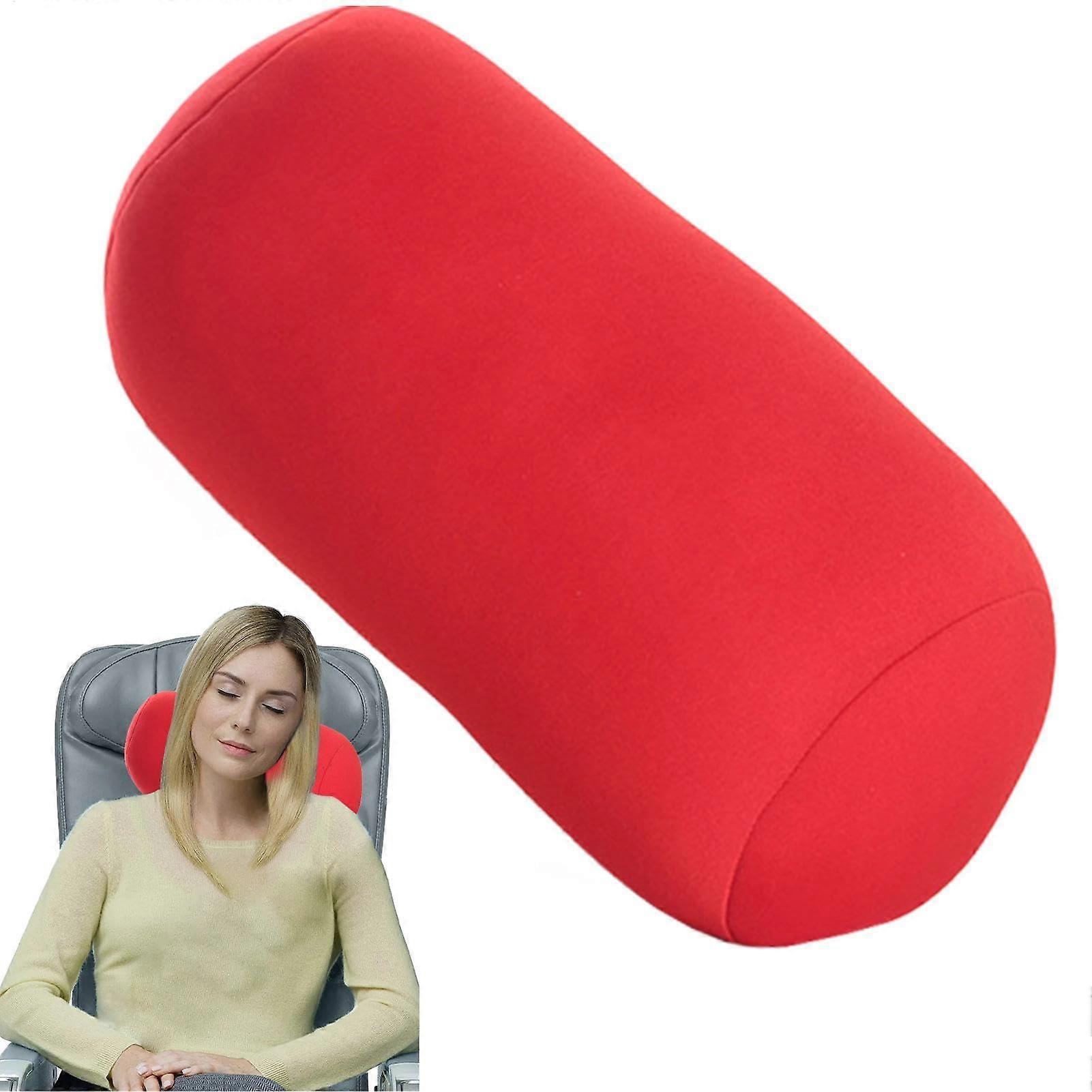 Microbead Neck Pillow Foam Neck Roll 40x15 cm Round Tubular Red Soft Supportive Lumbar Pillow