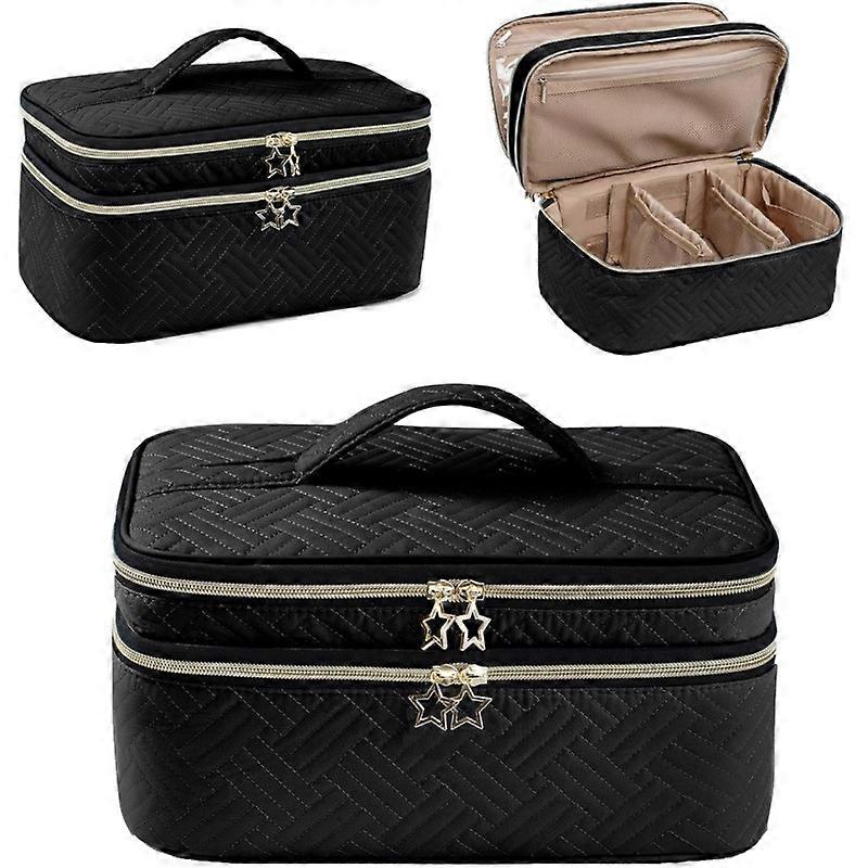 Large Makeup Bag, Double Layer Toiletry Bag, Makeup Brush Toiletry Bag, Cosmetic Organizer