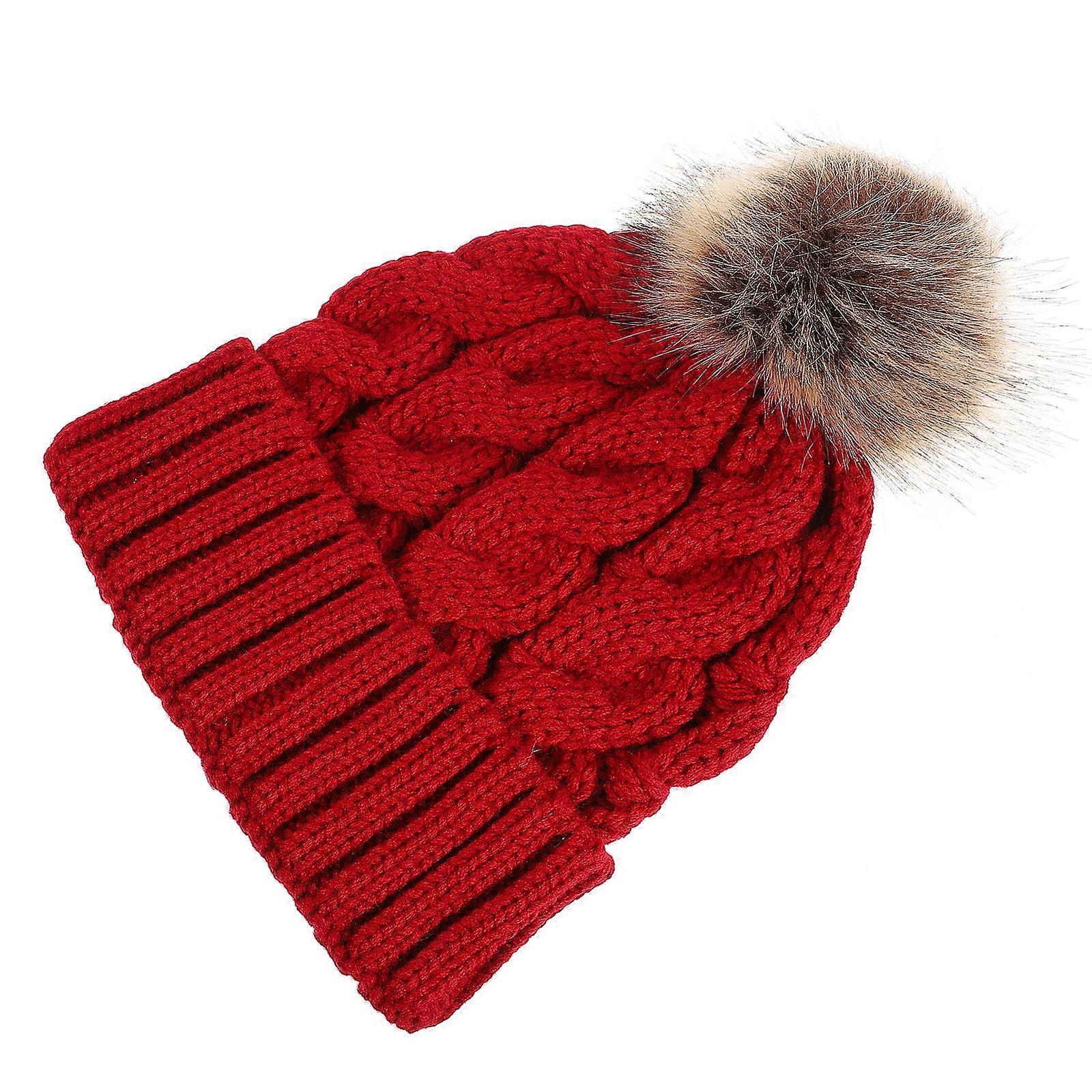 Horsetail Hats Knitted Cap Woolen Hat with Protective Ears Warm Knit Hats for Women 1Pc