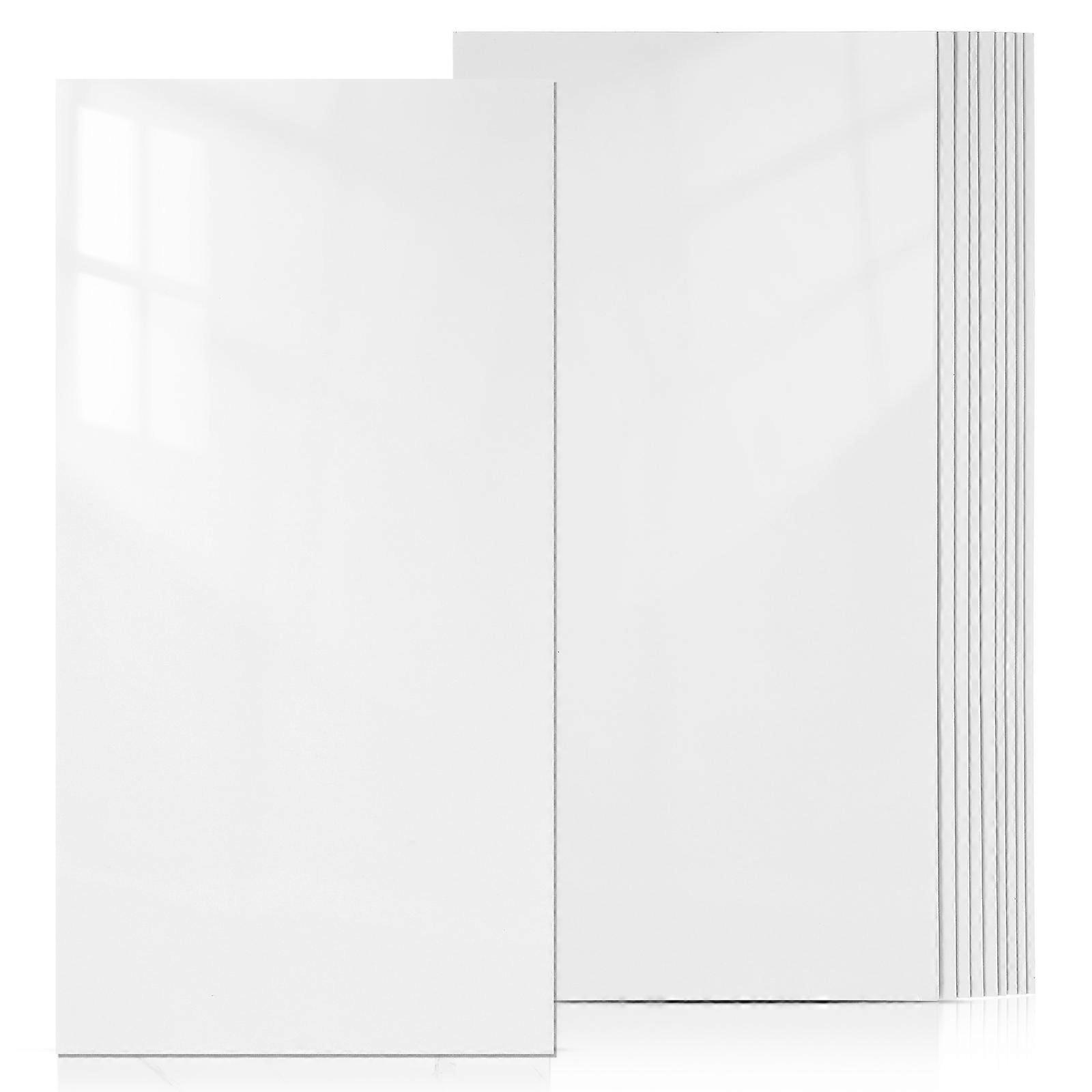 10 قطع بلاط حائط قشر وعصا ، ملصقات خلفية رخامية سميكة ، ديكور أبيض قابل للإزالة لغرفة النوم والمطبخ والحمام