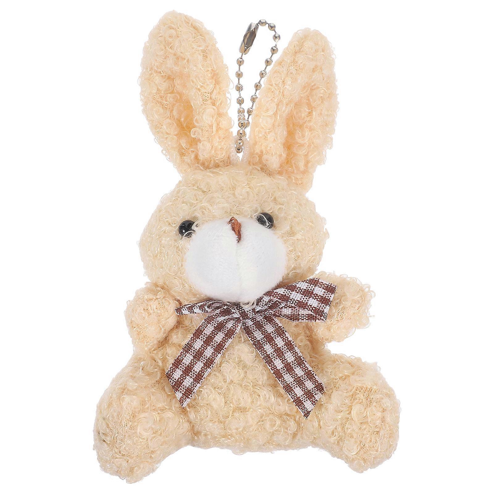 Cute Animal Keychains Wear-Resistant Rabbit Key Chain Sitting Rabbit Daily Use Beige 1Set