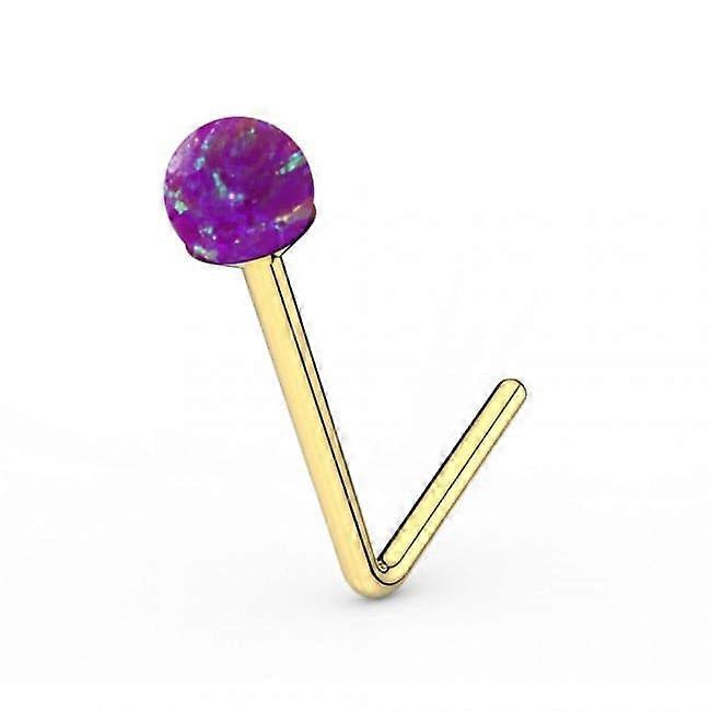 9K Gold L-bend Opal Nose Stud