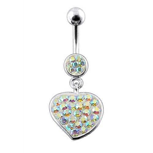 Fancy Jewelled Heart Dangling Navel Ring Body Jewelry