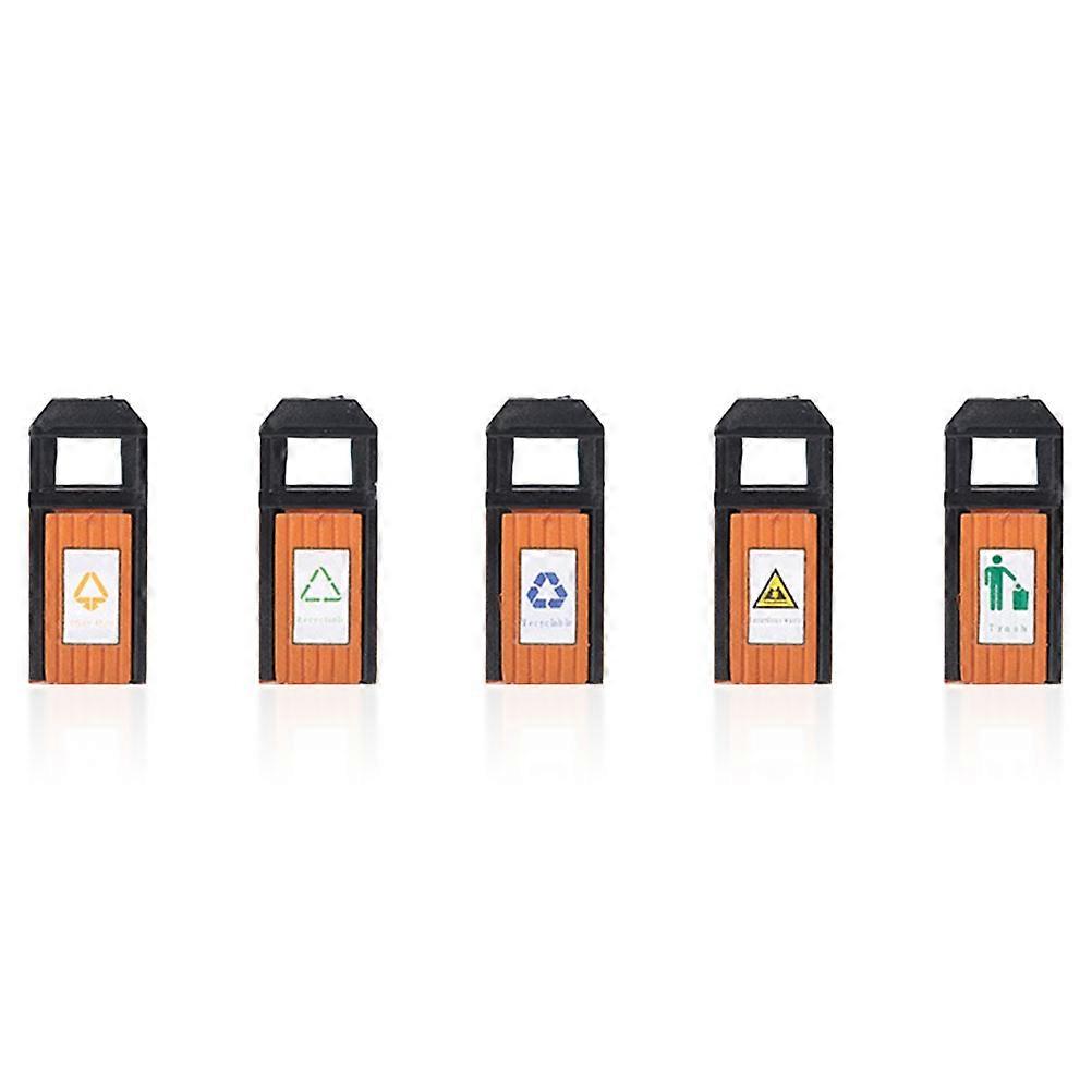 Mini Trash Can With Lid Scene Decoration Sand Table Decor Lifelike Garbage Can Shape 0.47X0.47X1.18in 5Pcs