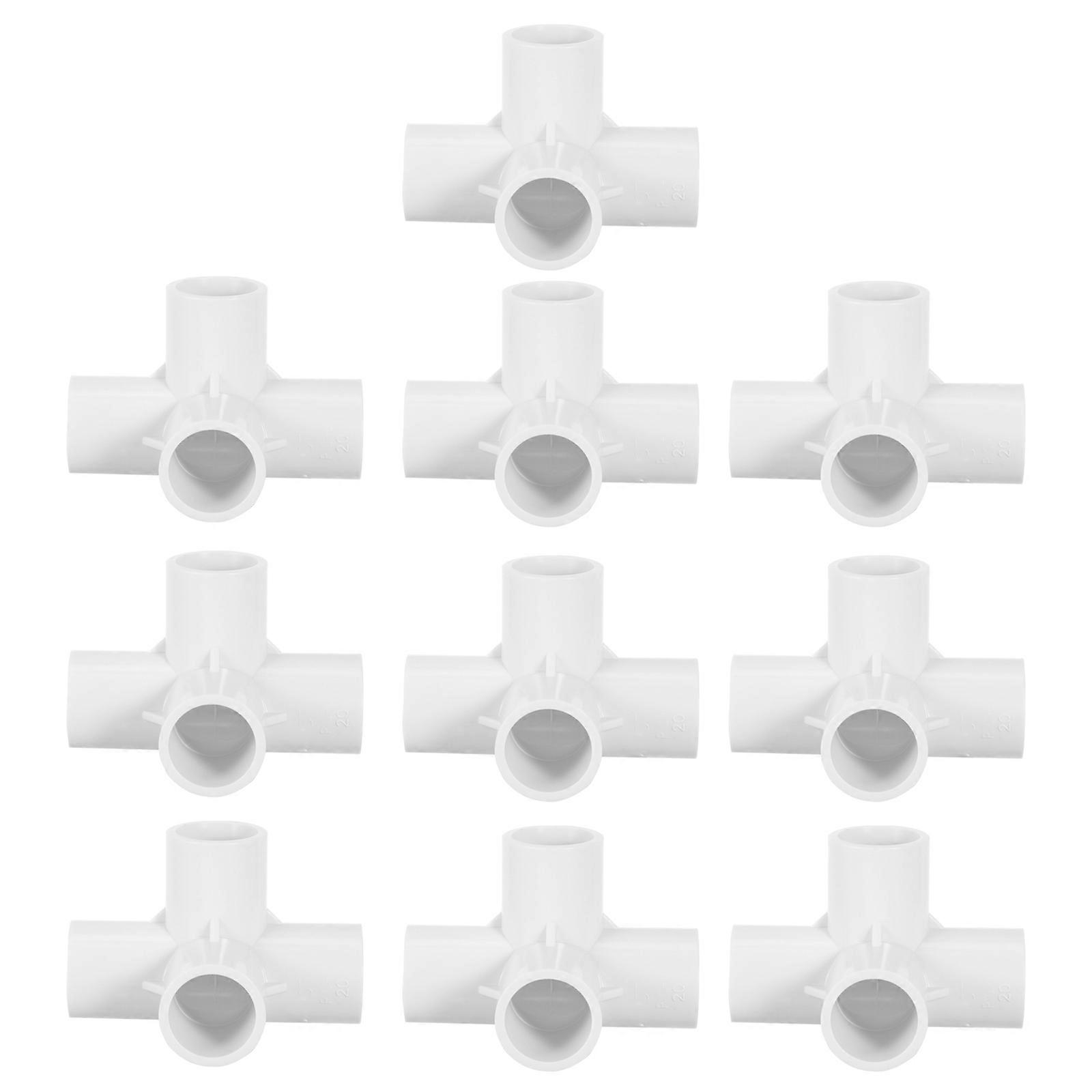 White PVC Water Tube Connectors for Shelf 10pcs Pressure Durable Easy Install Fits Various Scenes