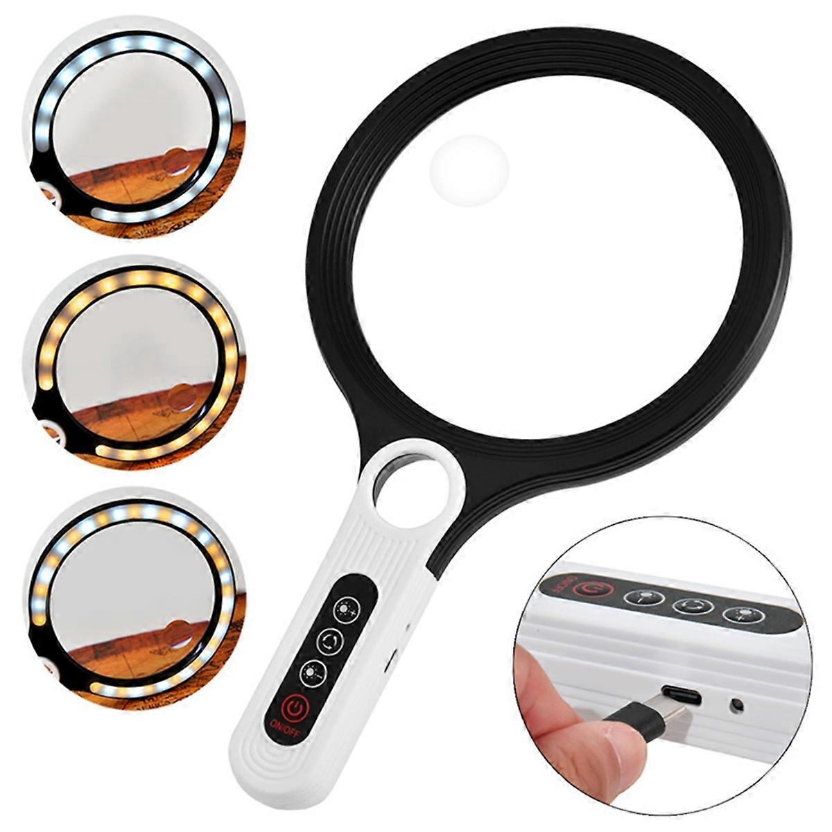 20X Professional Handheld Magnifying Glass Rechargeable Reading Lens