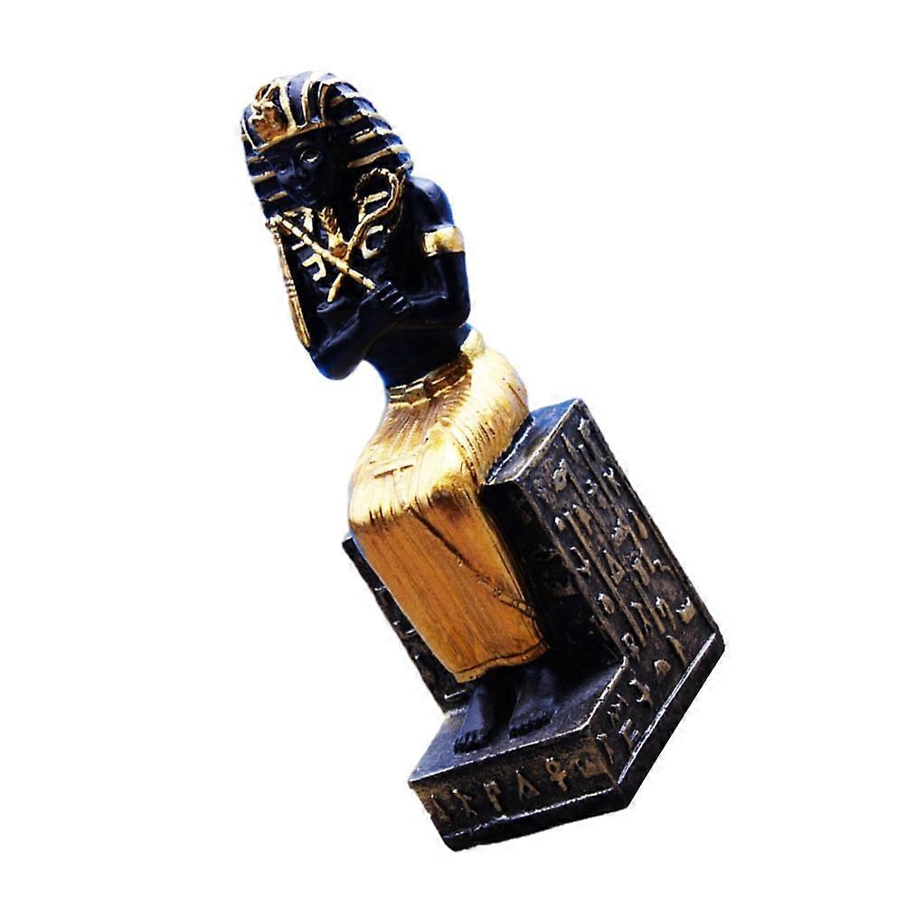 Ancient Egypt Pharaoh Statue for Decoration Use Black Resin Material 1 Pc