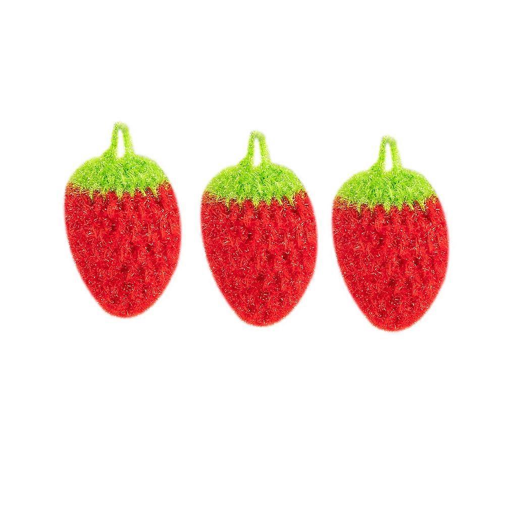 3Pcs Adorable Dish Towels for Tableware Scouring and Washing Red