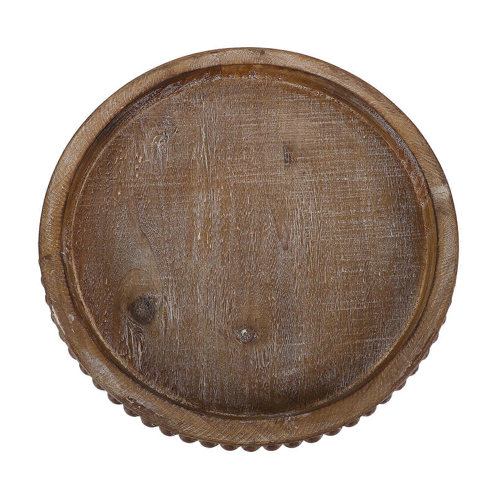 Rustic Wood Tray For Coffee Shop And Home Use Round Shape 30.00X30.00X6.00CM 1Pcs