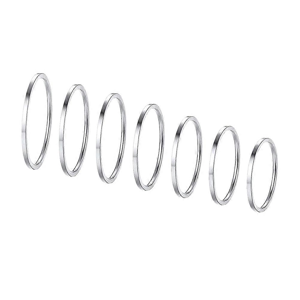Finger Ring Creative Couple Jewelry Silver Size 1.9x1.9cm Stacking 7Pcs