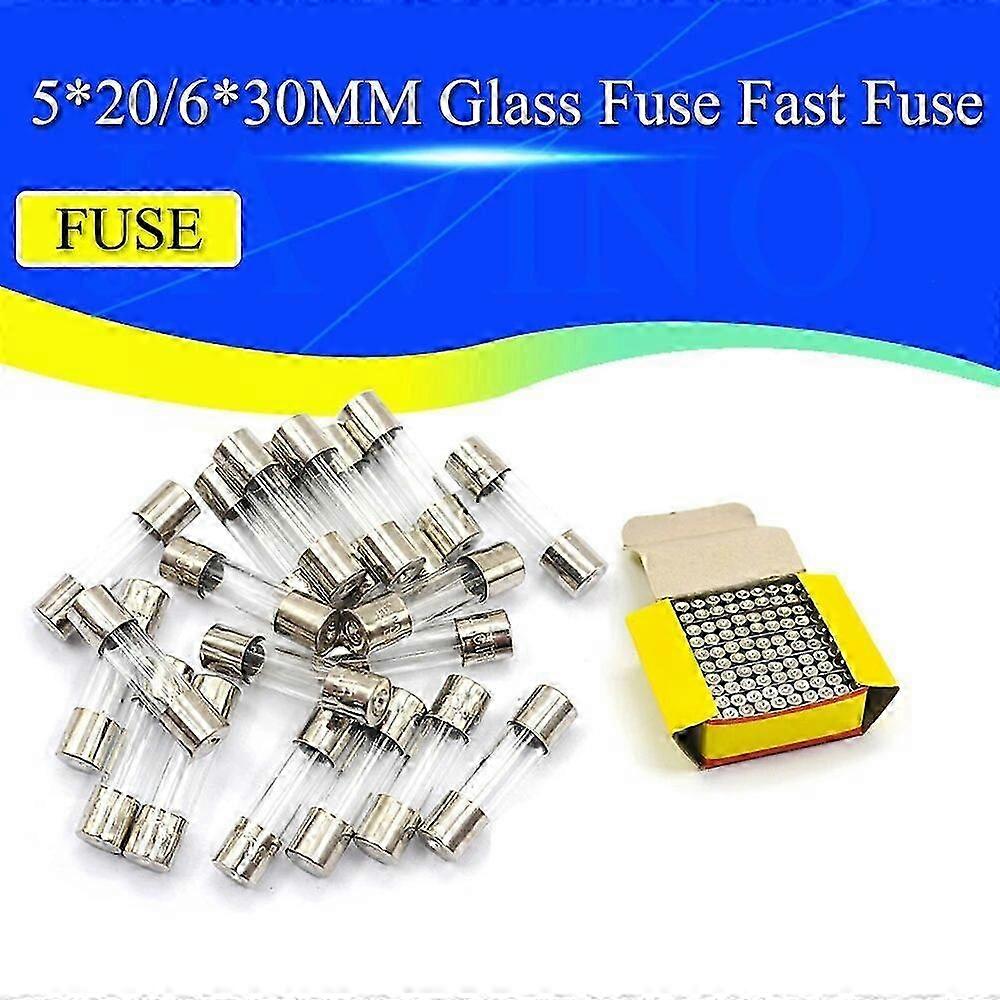 100PCS 5*20 Glass Fast Fuse Kit 250V 0.1A to 20A Quick Blow 6X30mm