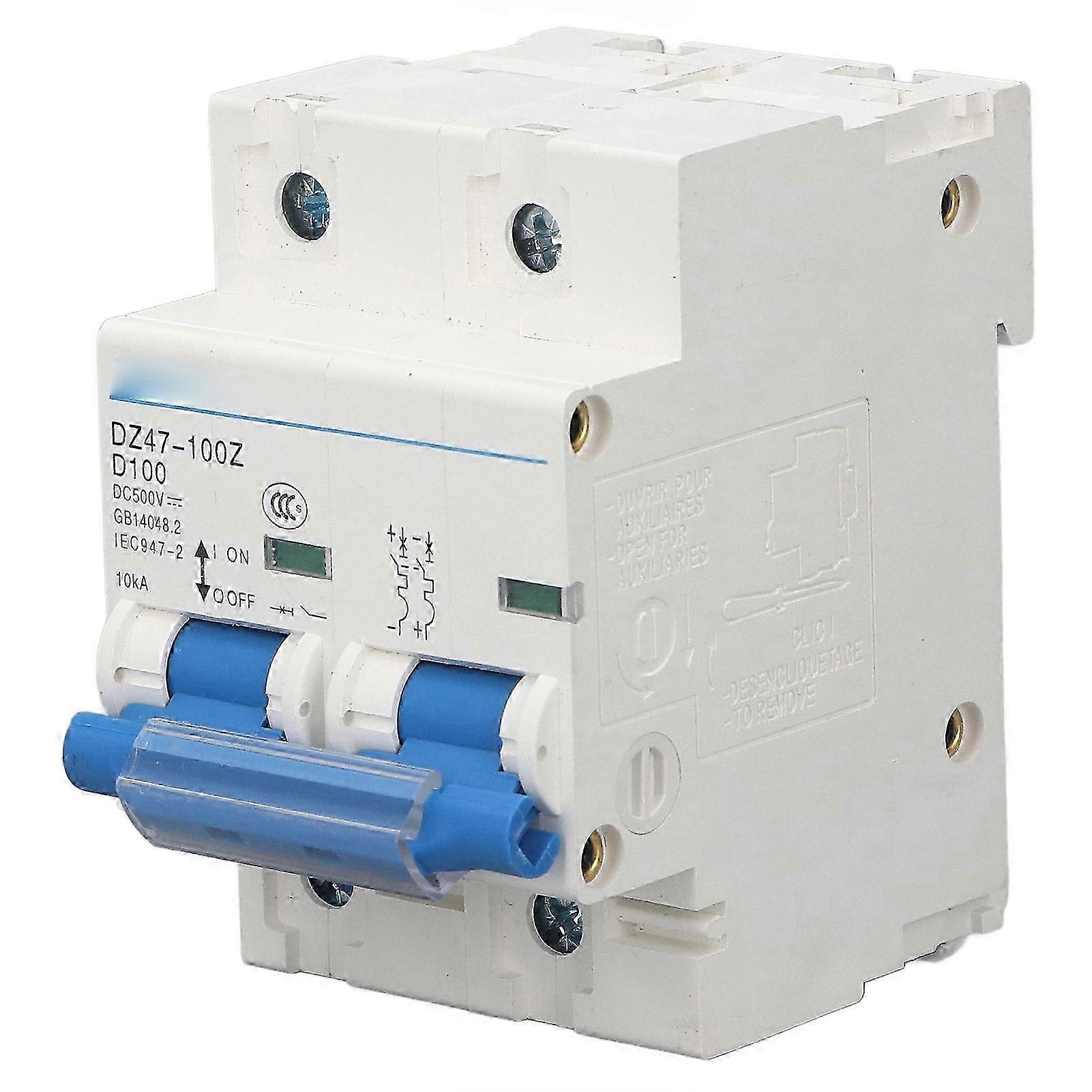 Miniature Circuit Breaker with 10KA Breaking Capacity, 36mm DIN Rail, Overload Protection, DC500V 100A