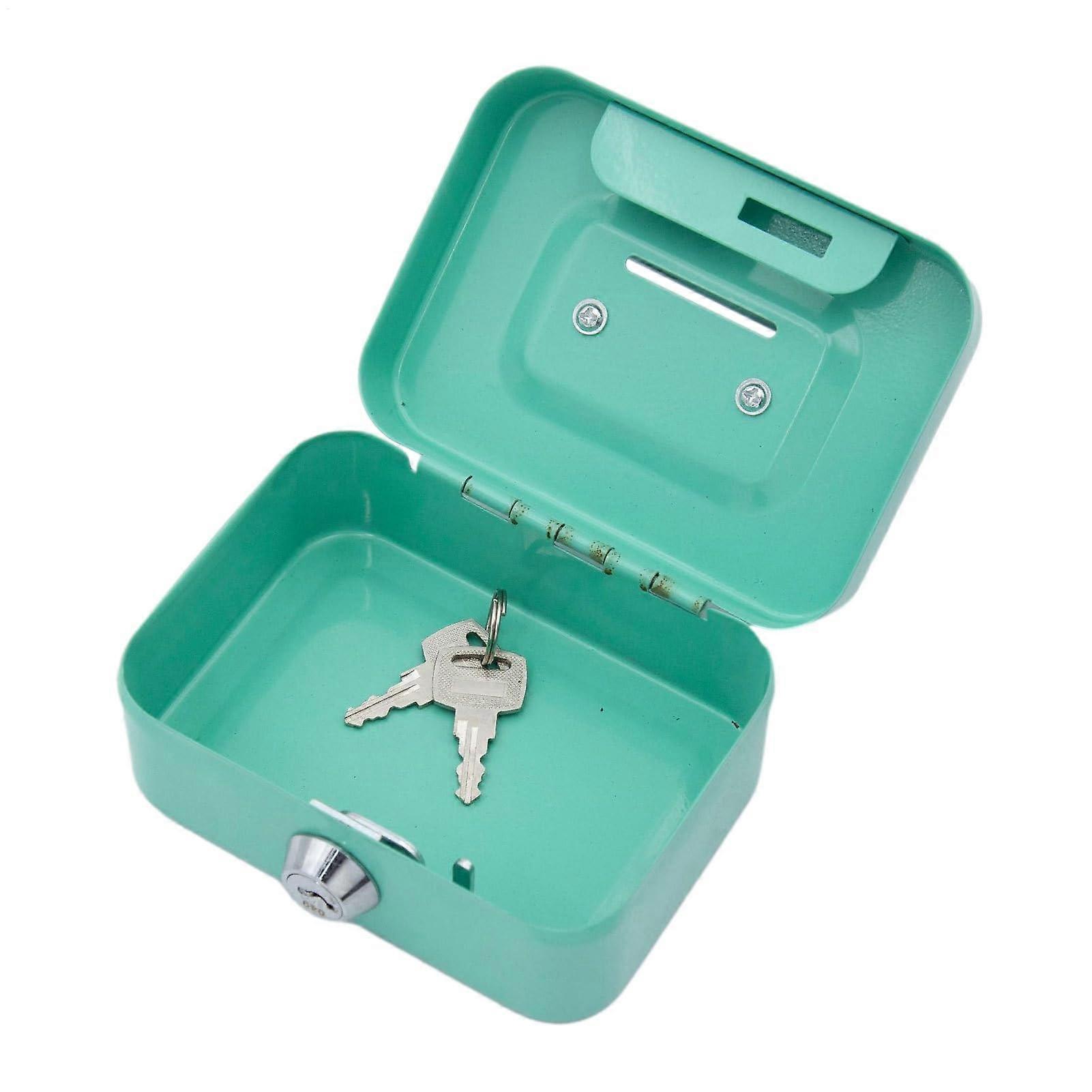 Mini Metal Cash Box with Secure Lock for Money Coins Green